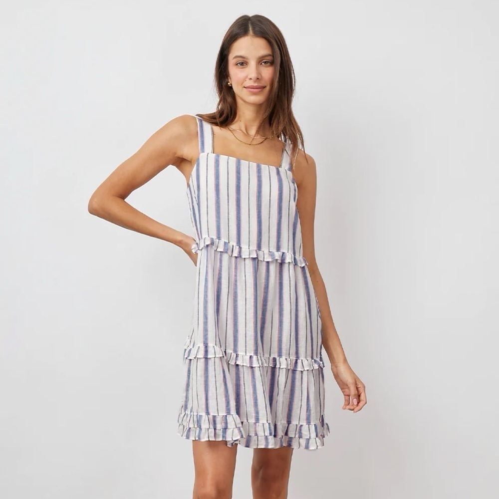 Rails White and pink and Red Striped Linen Blend dress size small